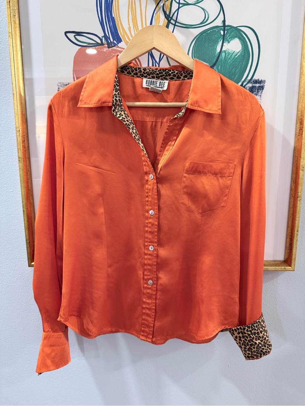 Robbie Bee Leopard Print Silk Blouse